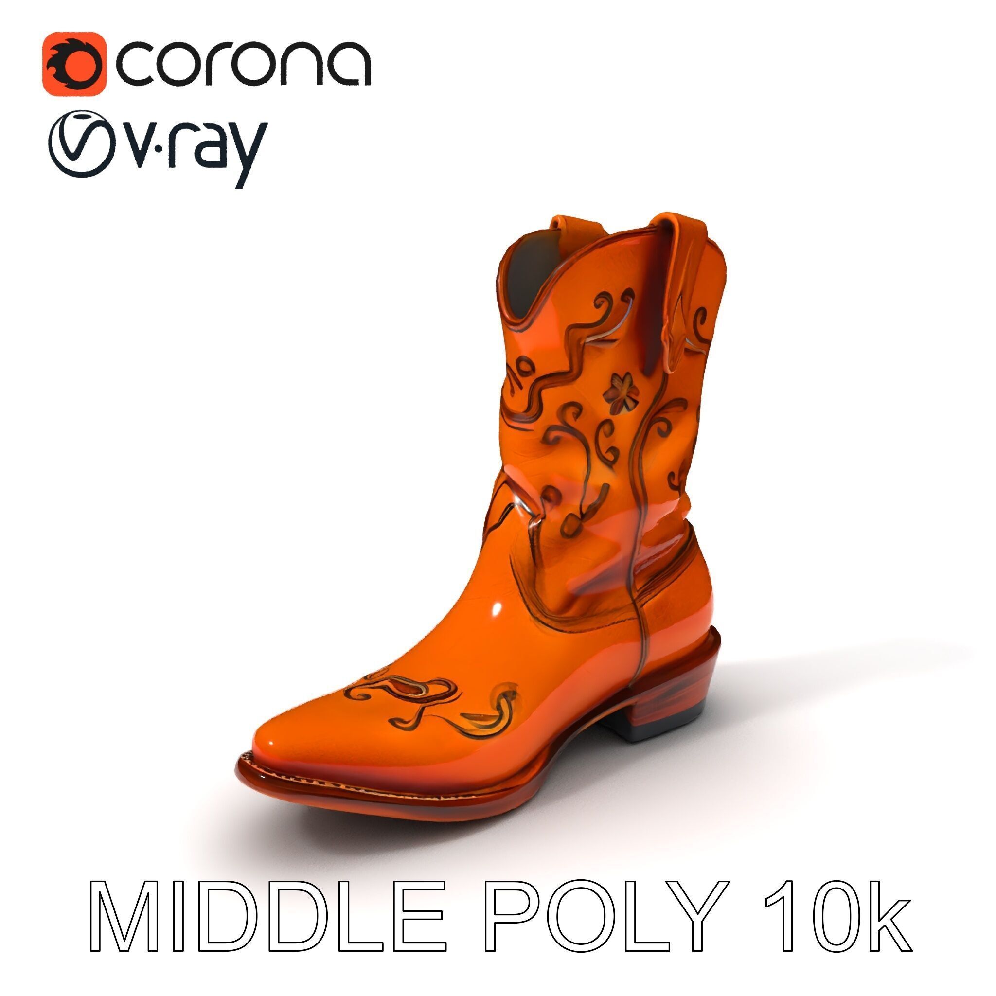 Western Cowboy Boot D Model Pack Low-poly 3D model_9