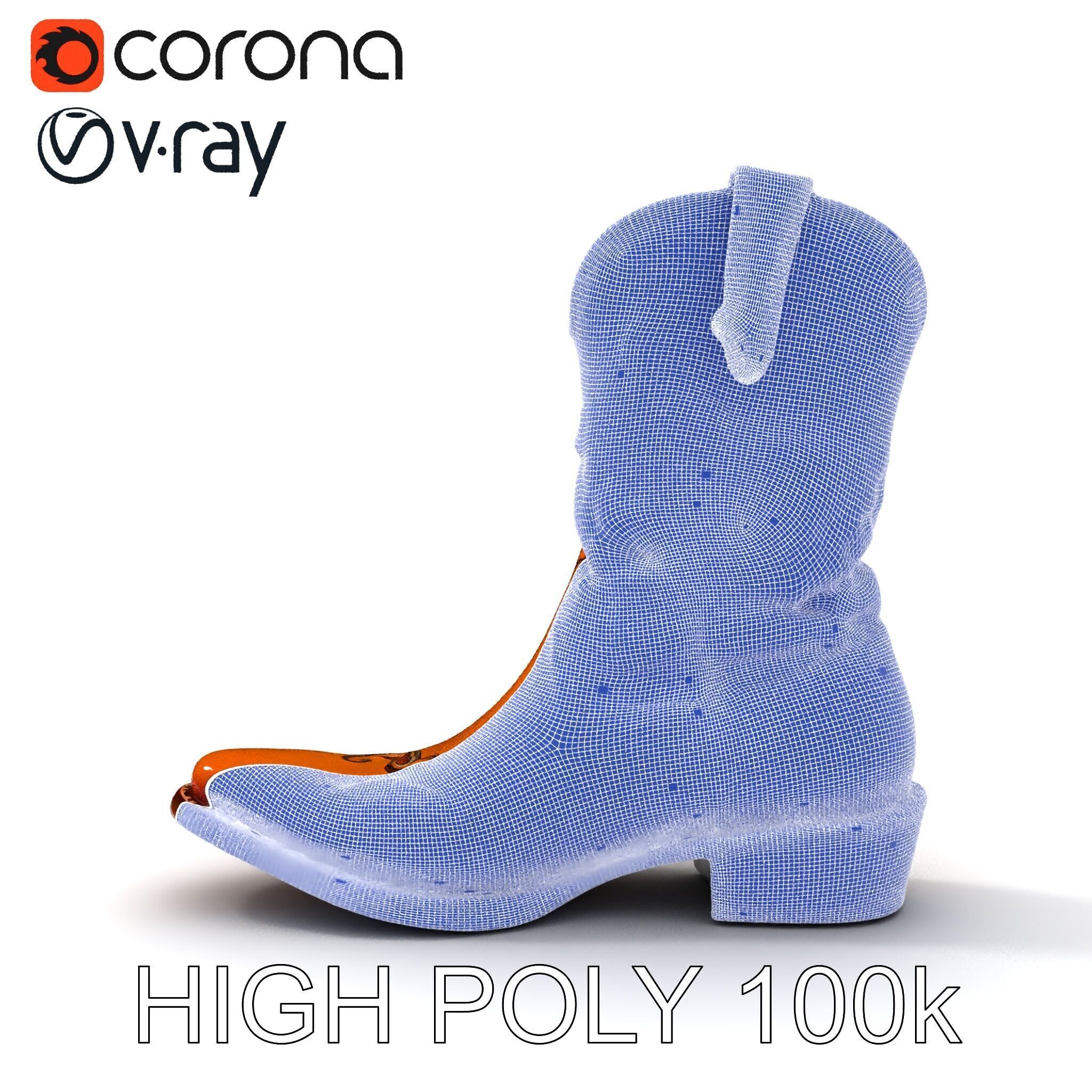 Western Cowboy Boot D Model Pack Low-poly 3D model_17