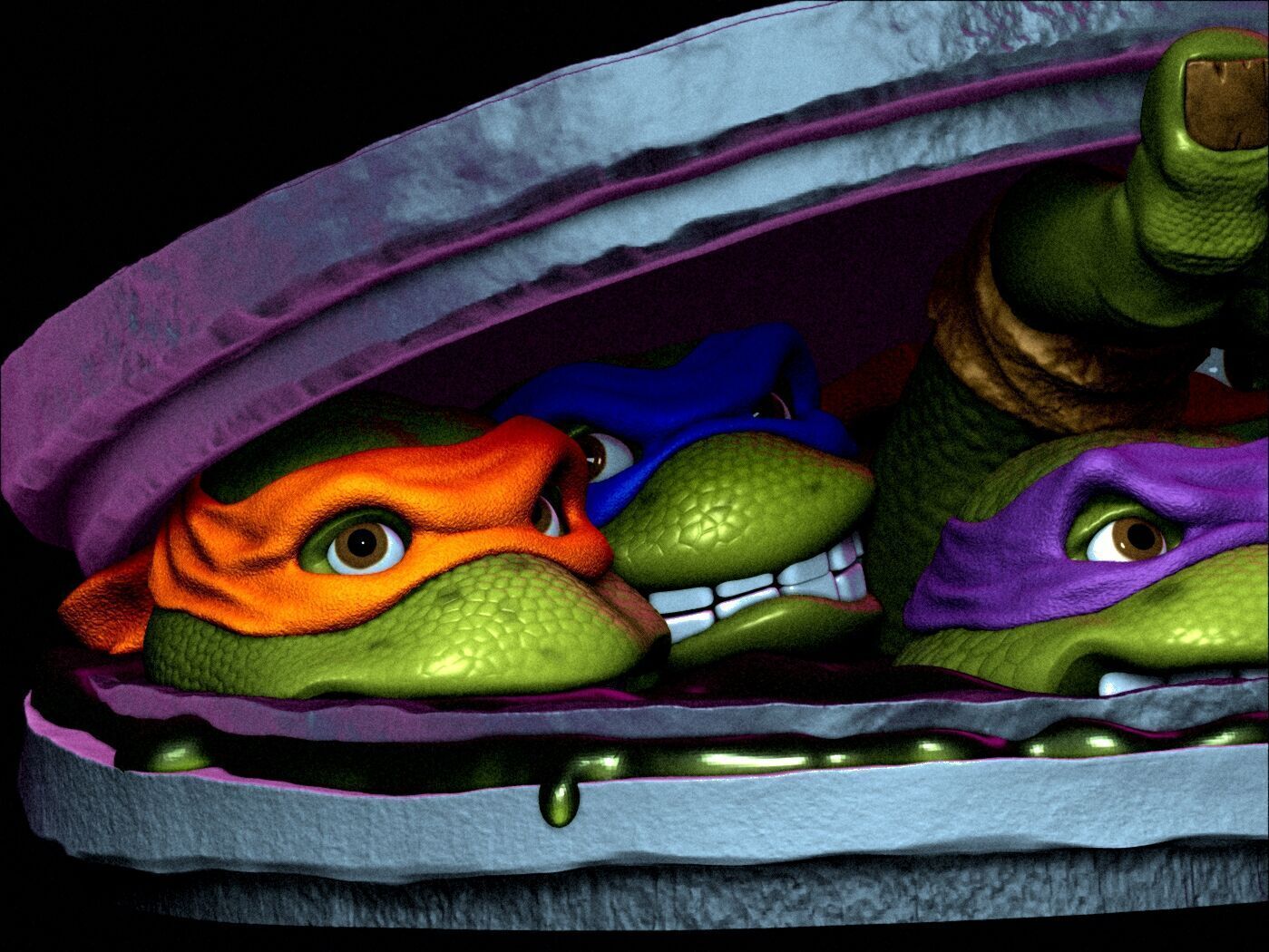 TMNT classic movie poster statue 3D print model_3