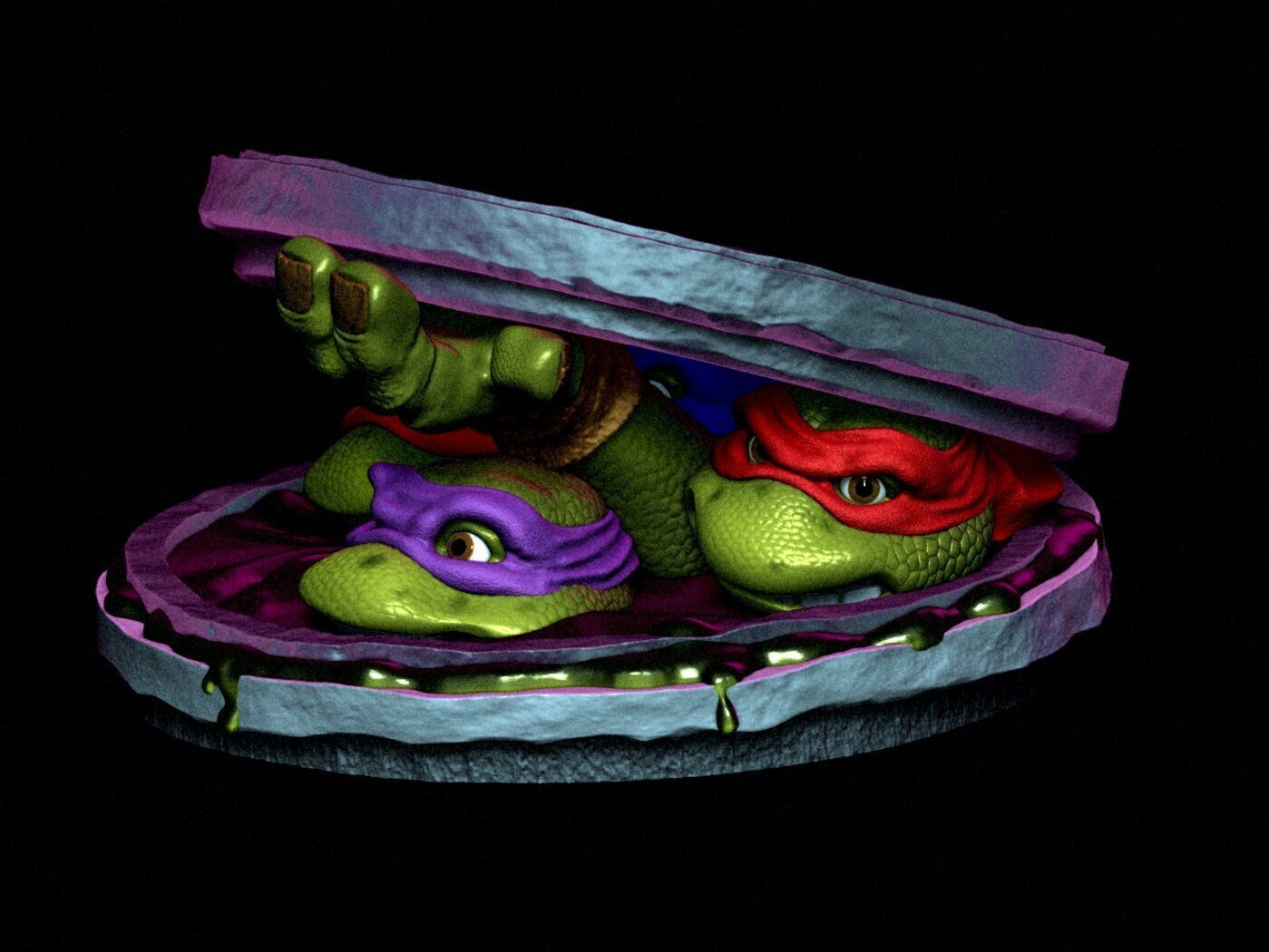 TMNT classic movie poster statue 3D print model_2