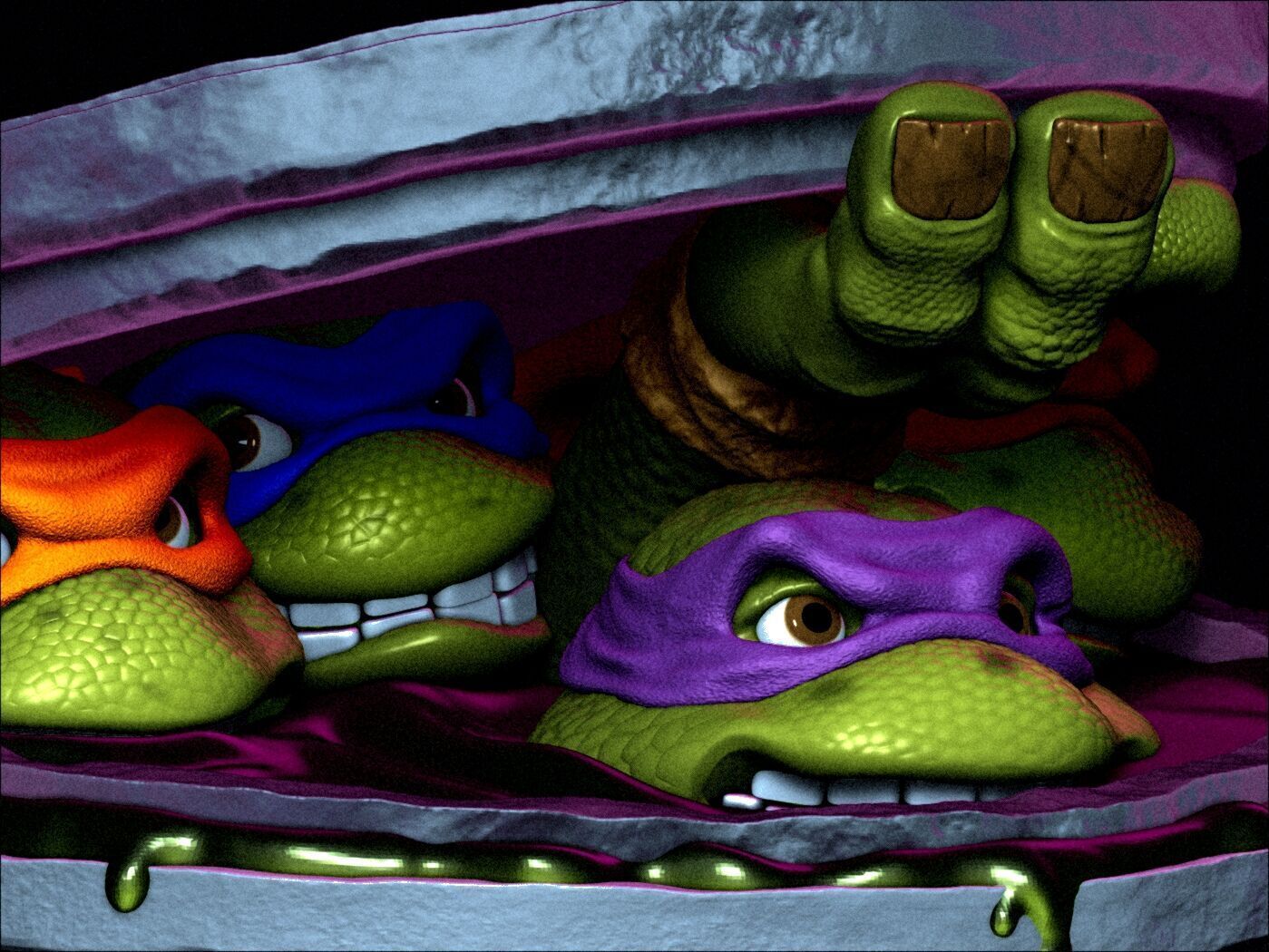 TMNT classic movie poster statue 3D print model_4