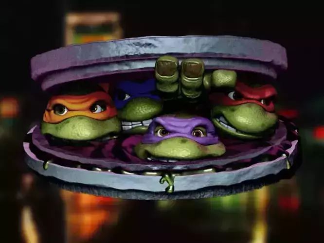 TMNT classic movie poster statue 3D print model