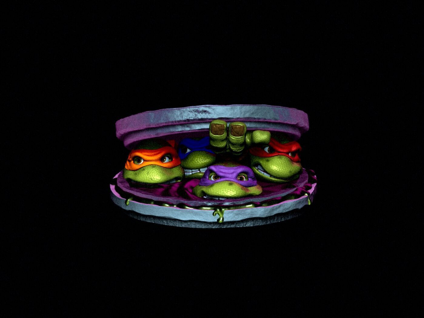 TMNT classic movie poster statue 3D print model_1