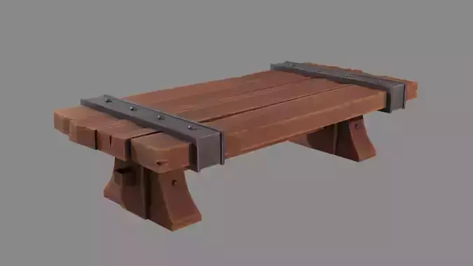 Stylized Medieval Wooden Table  Game Ready PBR 3D Model