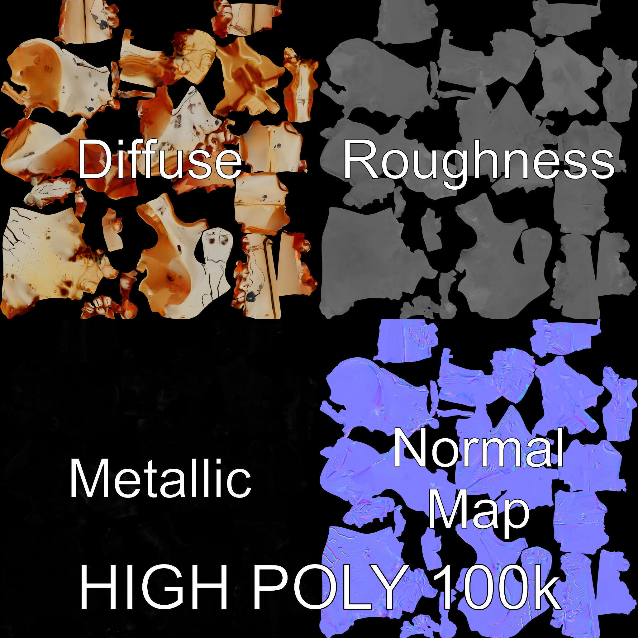 Animal Skull Model Pack with High Detail and PBR Textures Low-poly 3D model_2