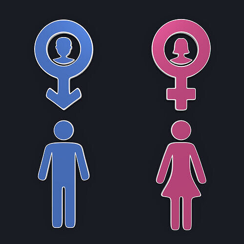 Man - Woman Male - Female Symbols - Icons Low-poly 3D model
