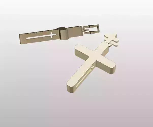Modern Cross Pendant Minimal 3D Printable Jewelry Model STL OBJ