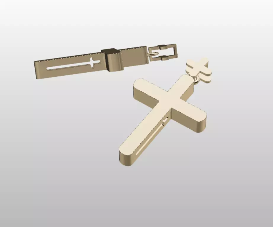 Modern Cross Pendant Minimal 3D Printable Jewelry Model STL OBJ 3D print model_0