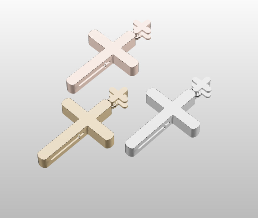 Modern Cross Pendant Minimal 3D Printable Jewelry Model STL OBJ 3D print model_1