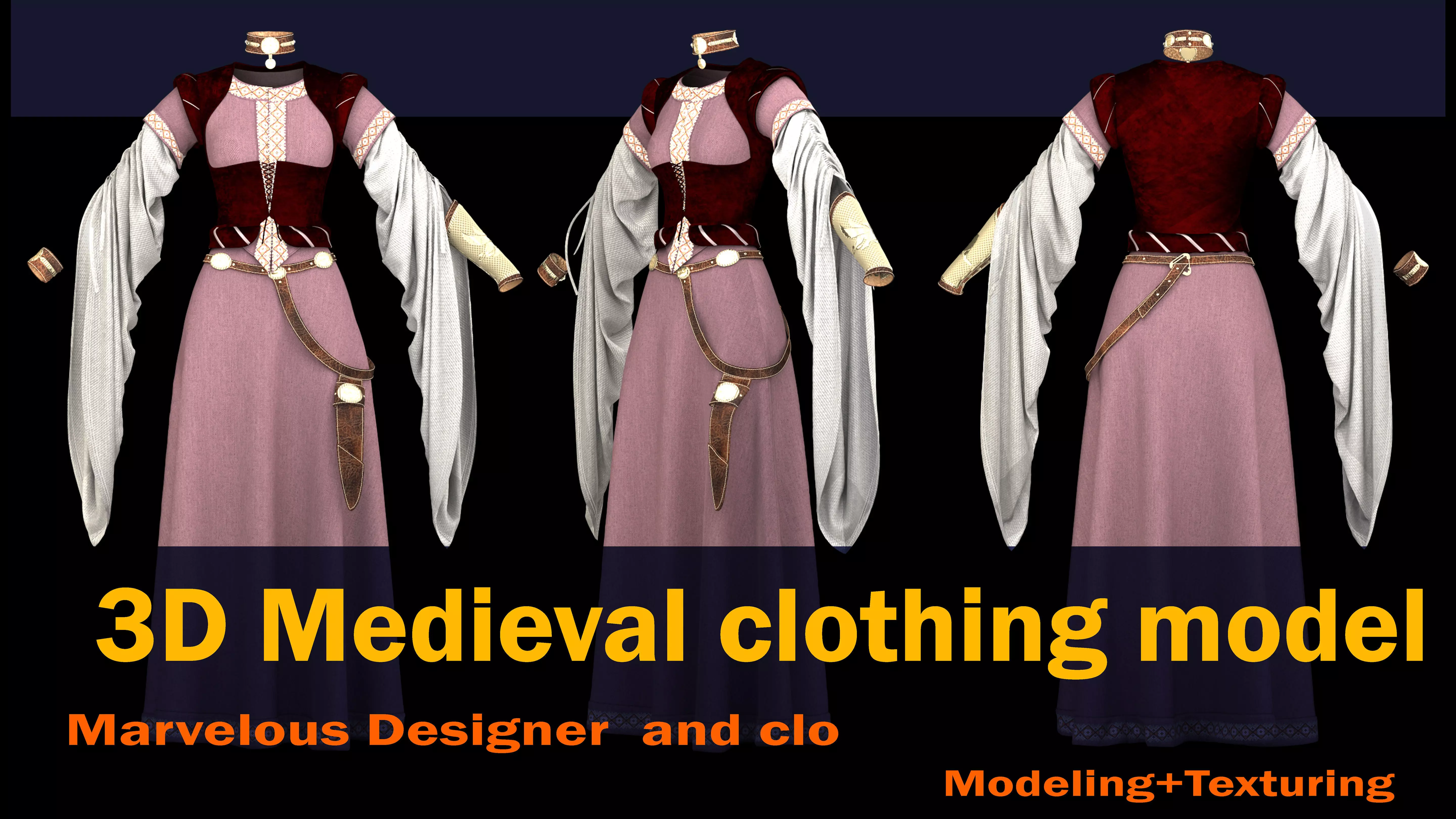 Medieval clothing  3D model_0