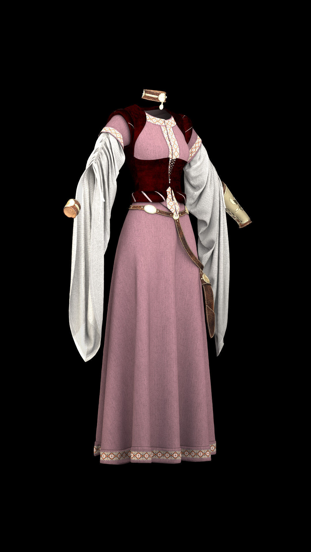 Medieval clothing  3D model_2
