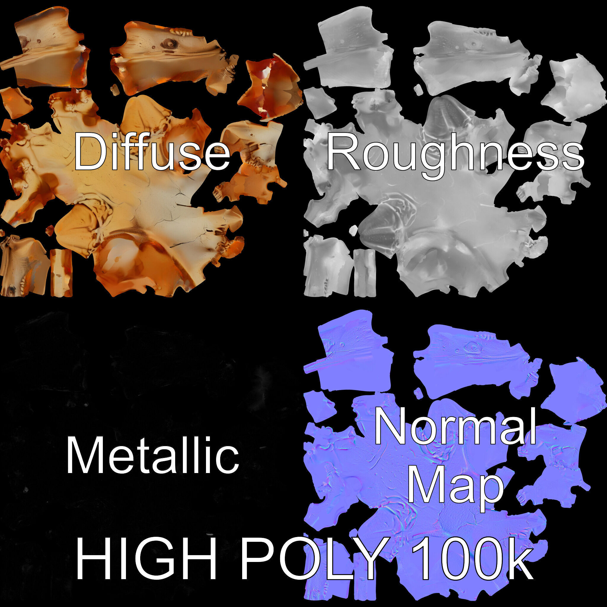 Realistic Animal Skull Model Pack for Rendering and Game Design Low-poly 3D model_2