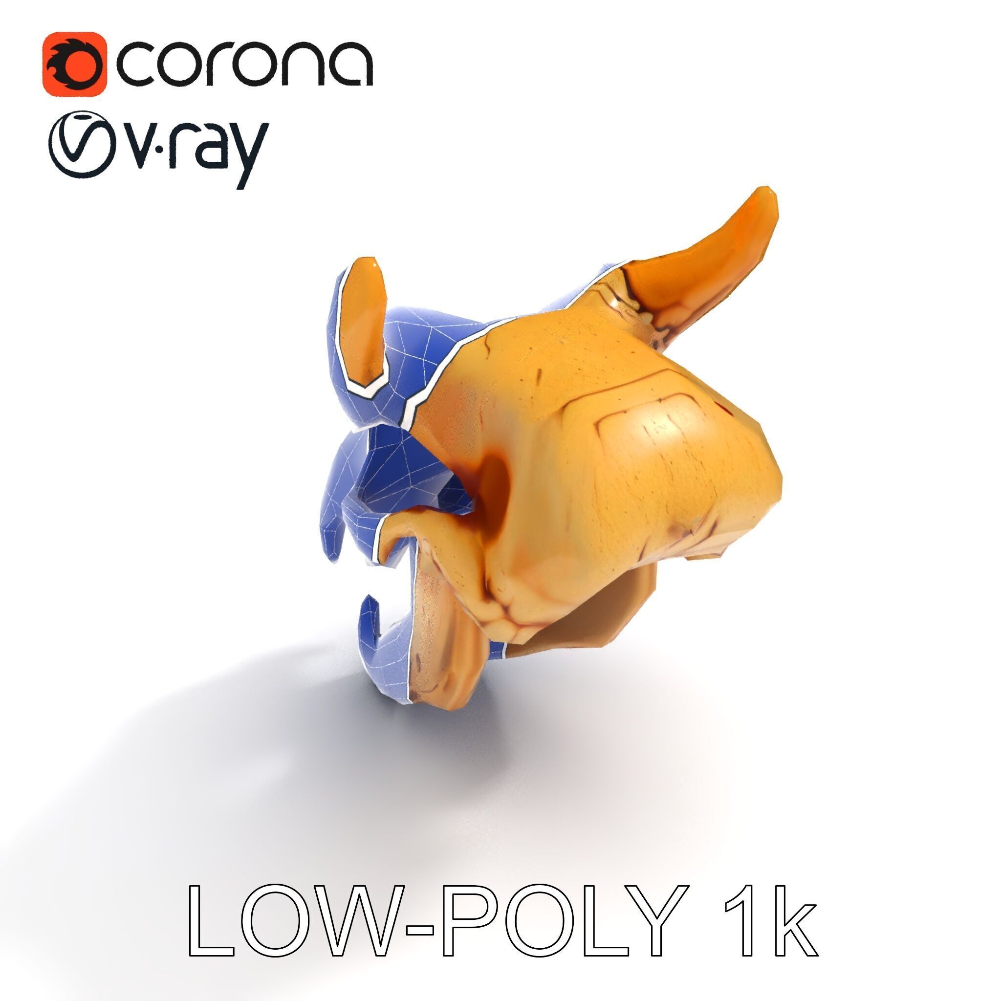Realistic Animal Skull Model Pack for Rendering and Game Design Low-poly 3D model_20