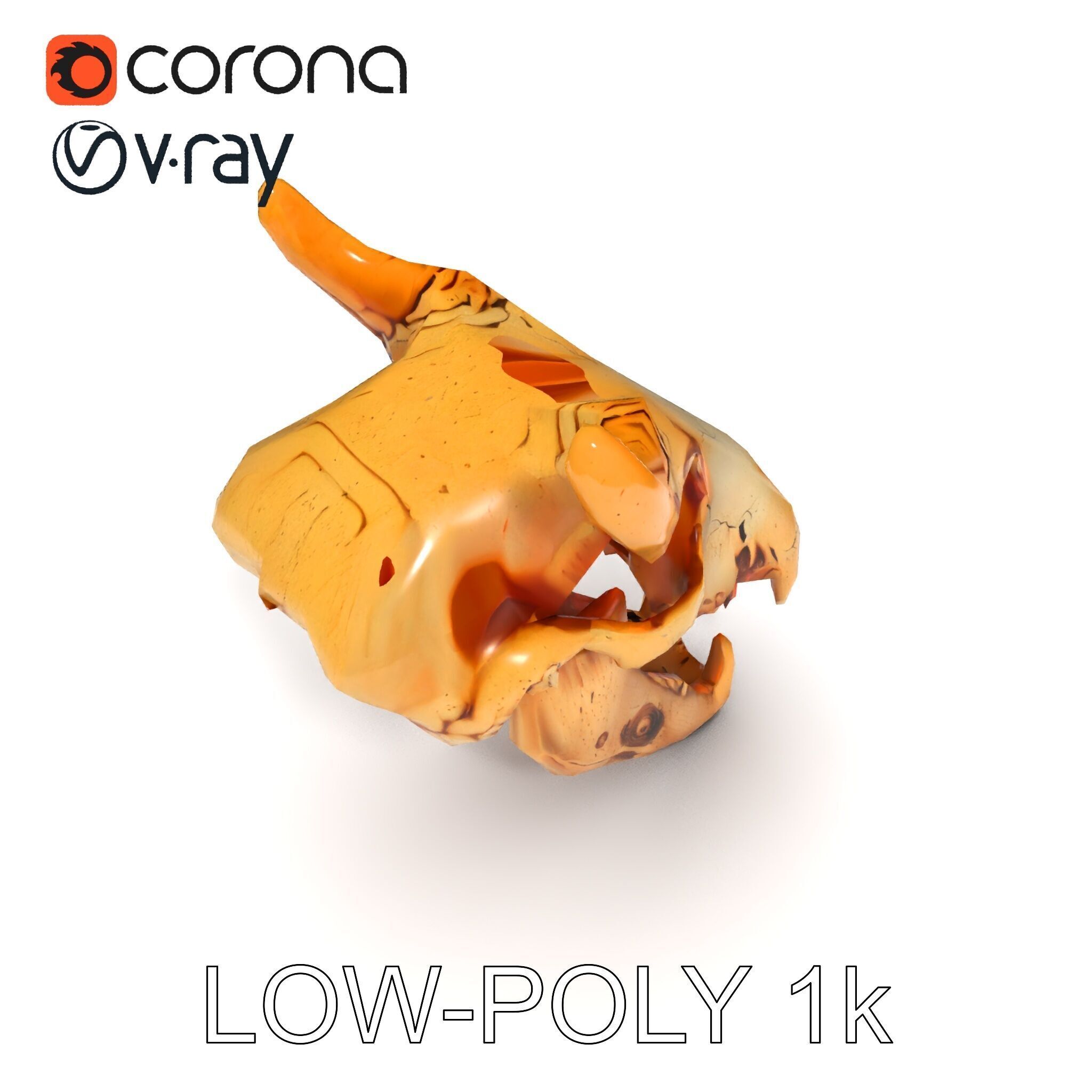 Realistic Animal Skull Model Pack for Rendering and Game Design Low-poly 3D model_33