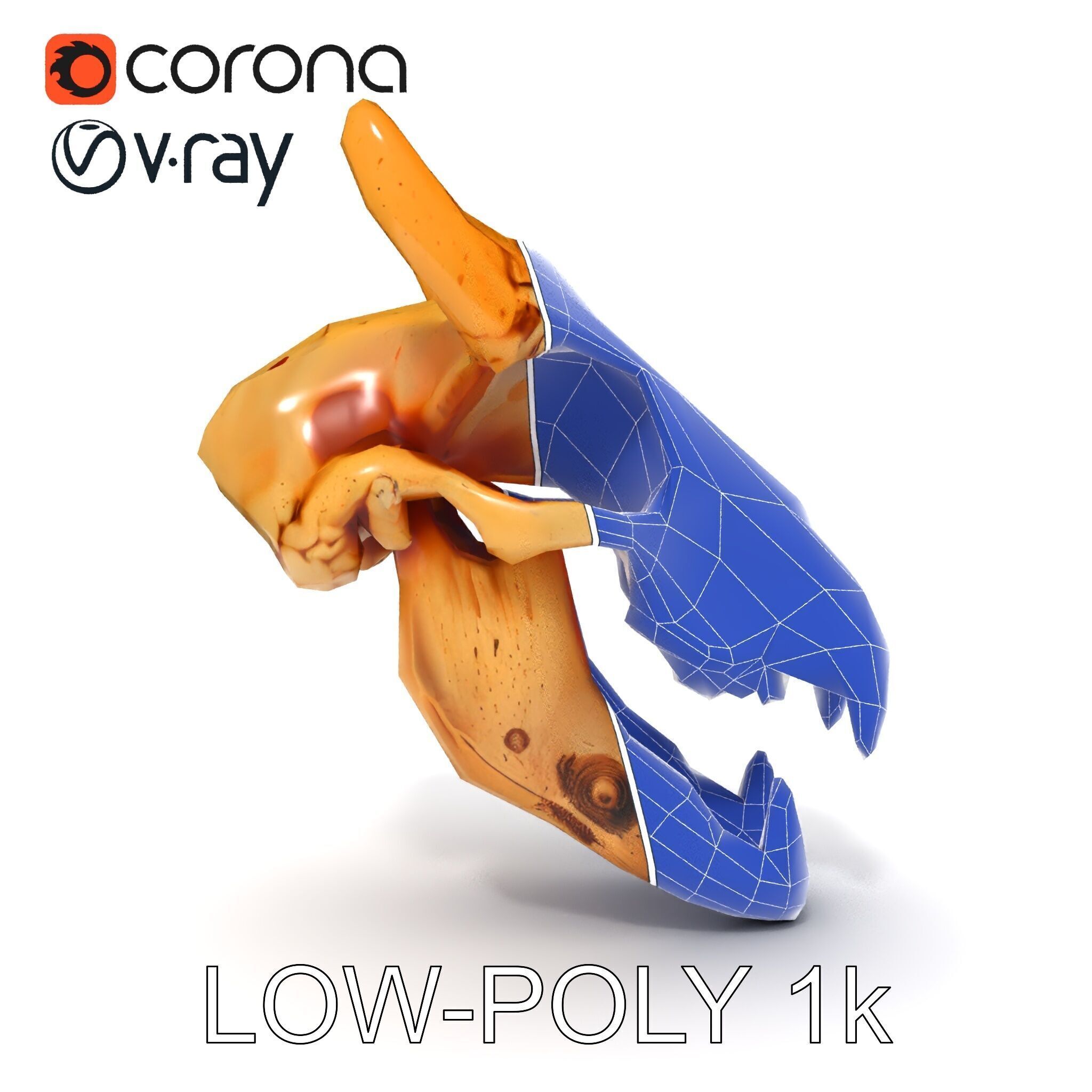 Realistic Animal Skull Model Pack for Rendering and Game Design Low-poly 3D model_9