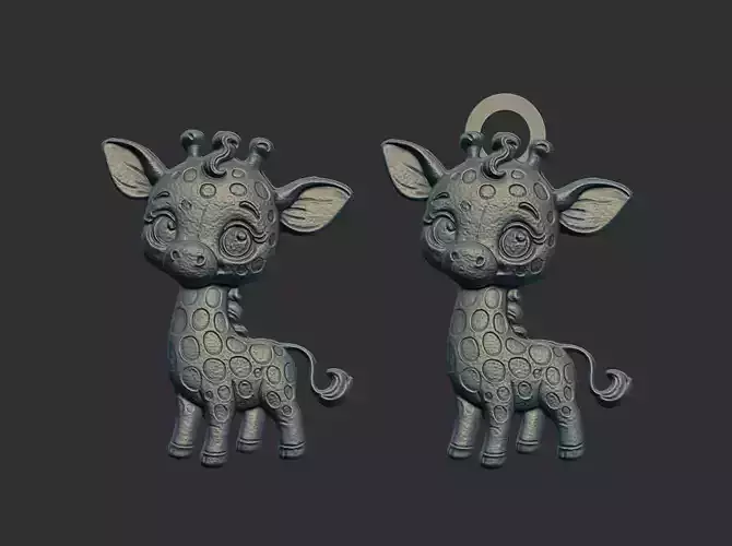 cartoon giraffe keychain cnc model