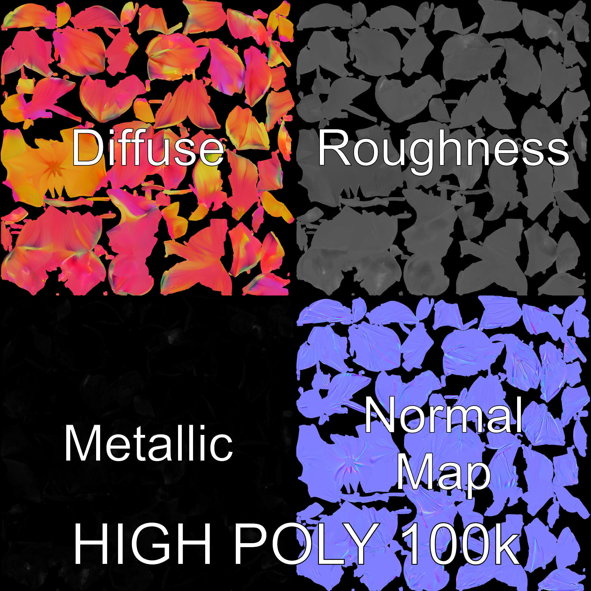 Vibrant Flower Model Pack for D Rendering and Game Design Low-poly 3D model_2