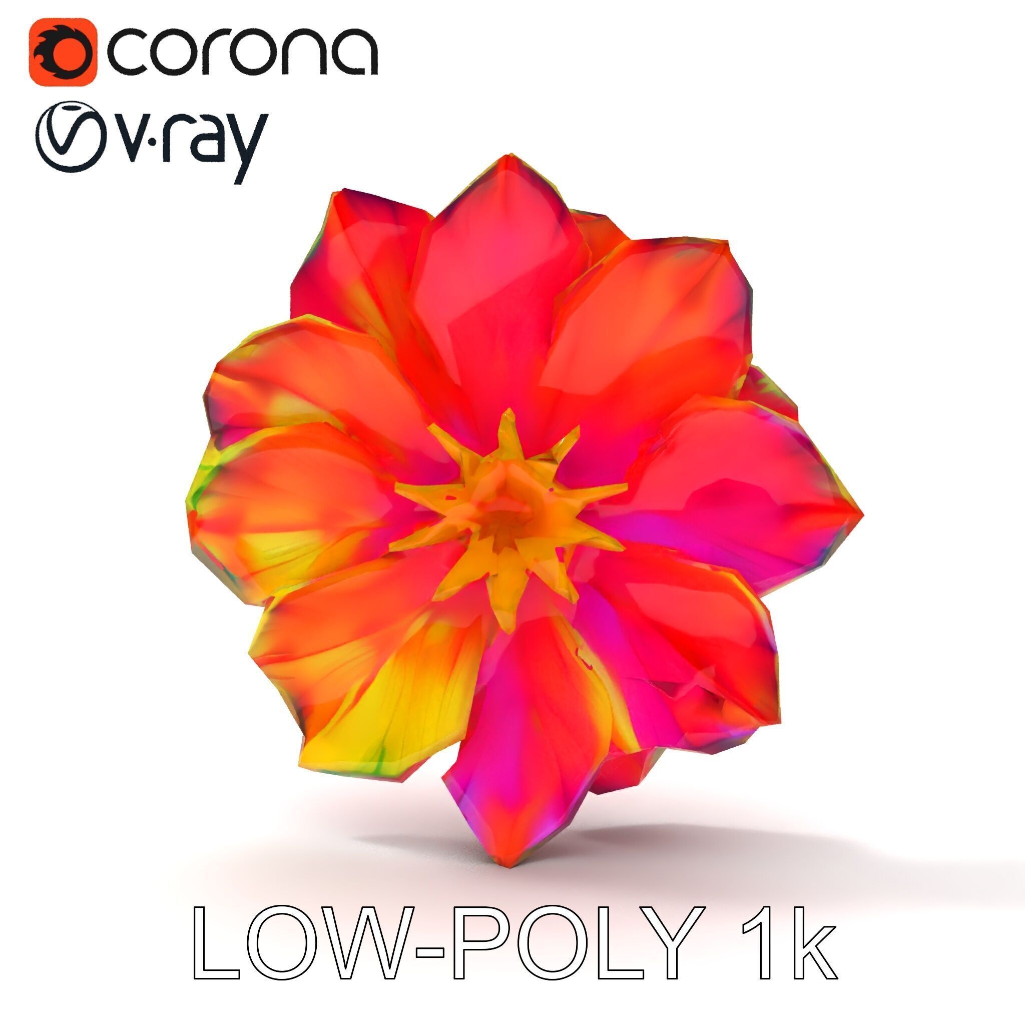 Vibrant Flower Model Pack for D Rendering and Game Design Low-poly 3D model_18