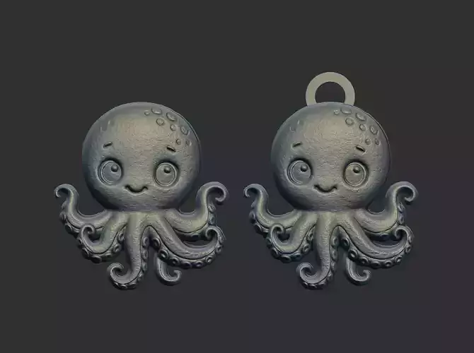 octopus cartoon keychain cnc model