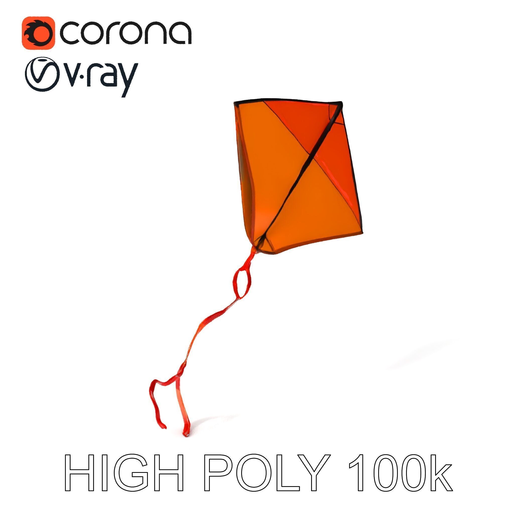 Colorful Kite Model Pack for Various Applications Low-poly 3D model_3