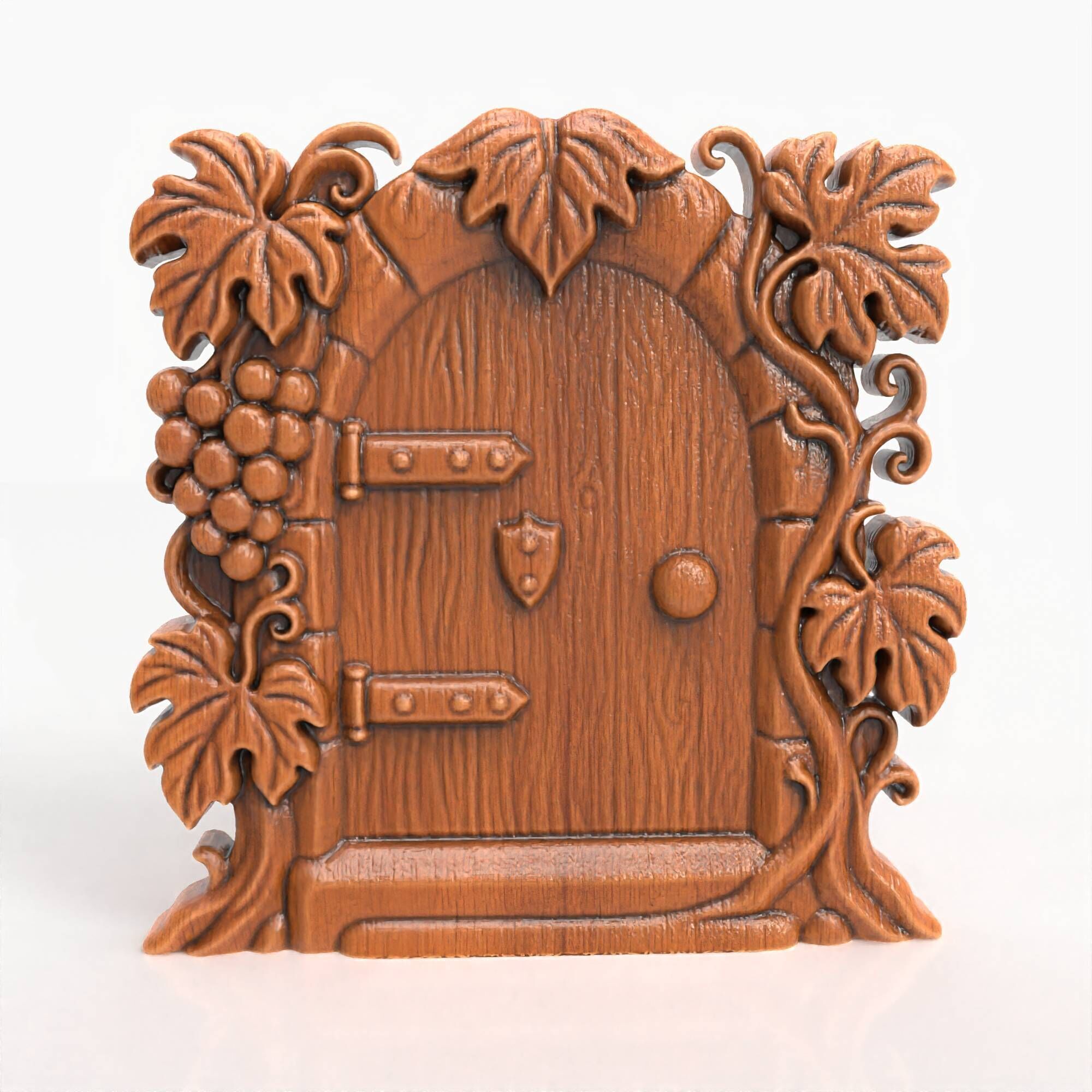 Grapevine Fairy Door Gnome Door Whimsical Vine Carving 3D print model_5