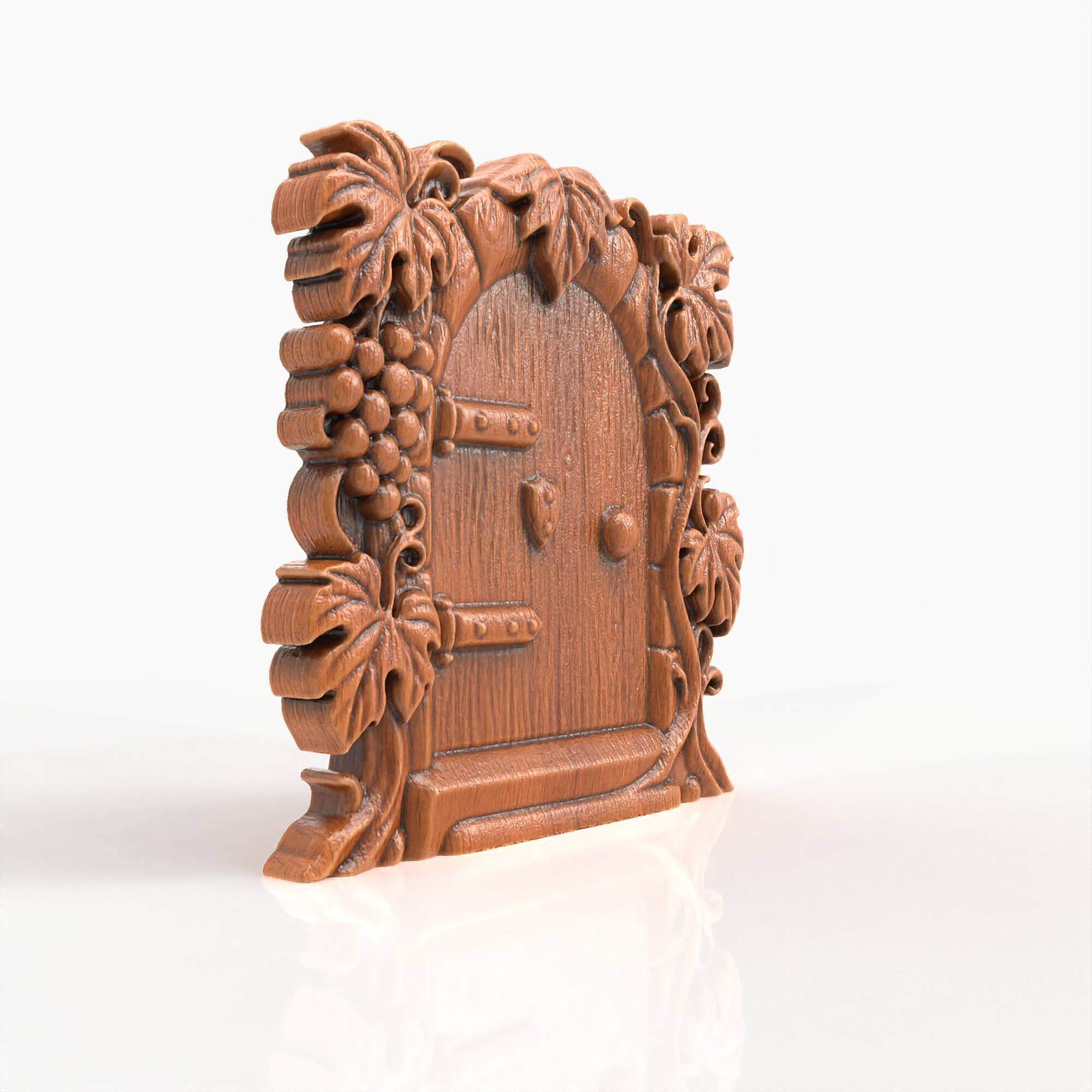 Grapevine Fairy Door Gnome Door Whimsical Vine Carving 3D print model_4