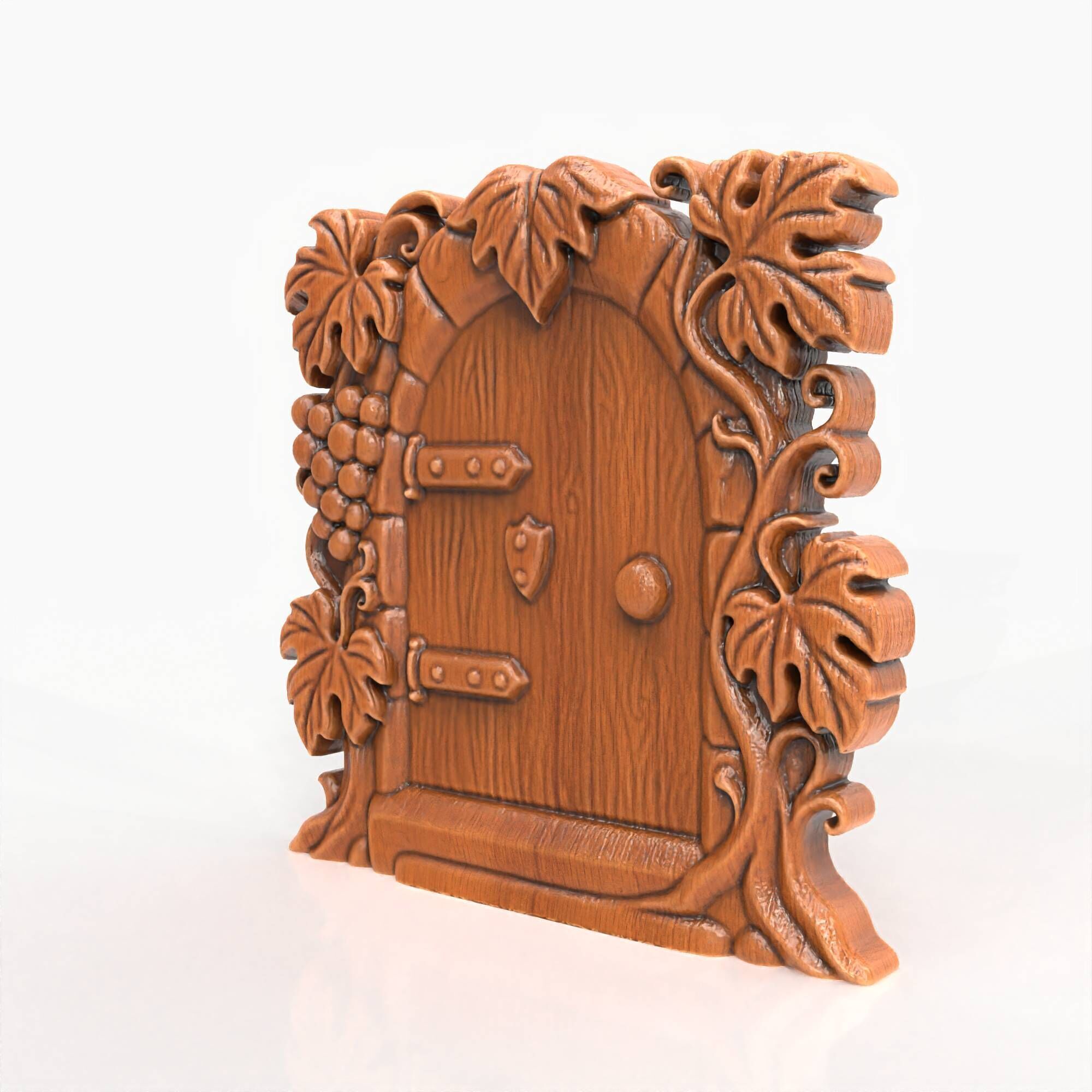 Grapevine Fairy Door Gnome Door Whimsical Vine Carving 3D print model_6