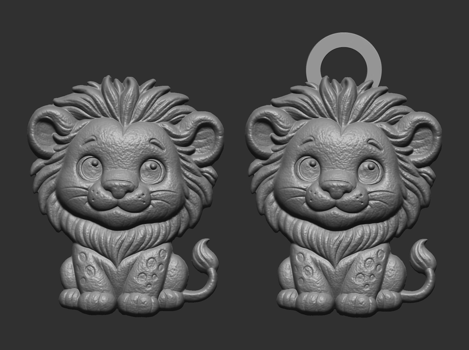 cartoon lion keychain cnc model 3D print model_4