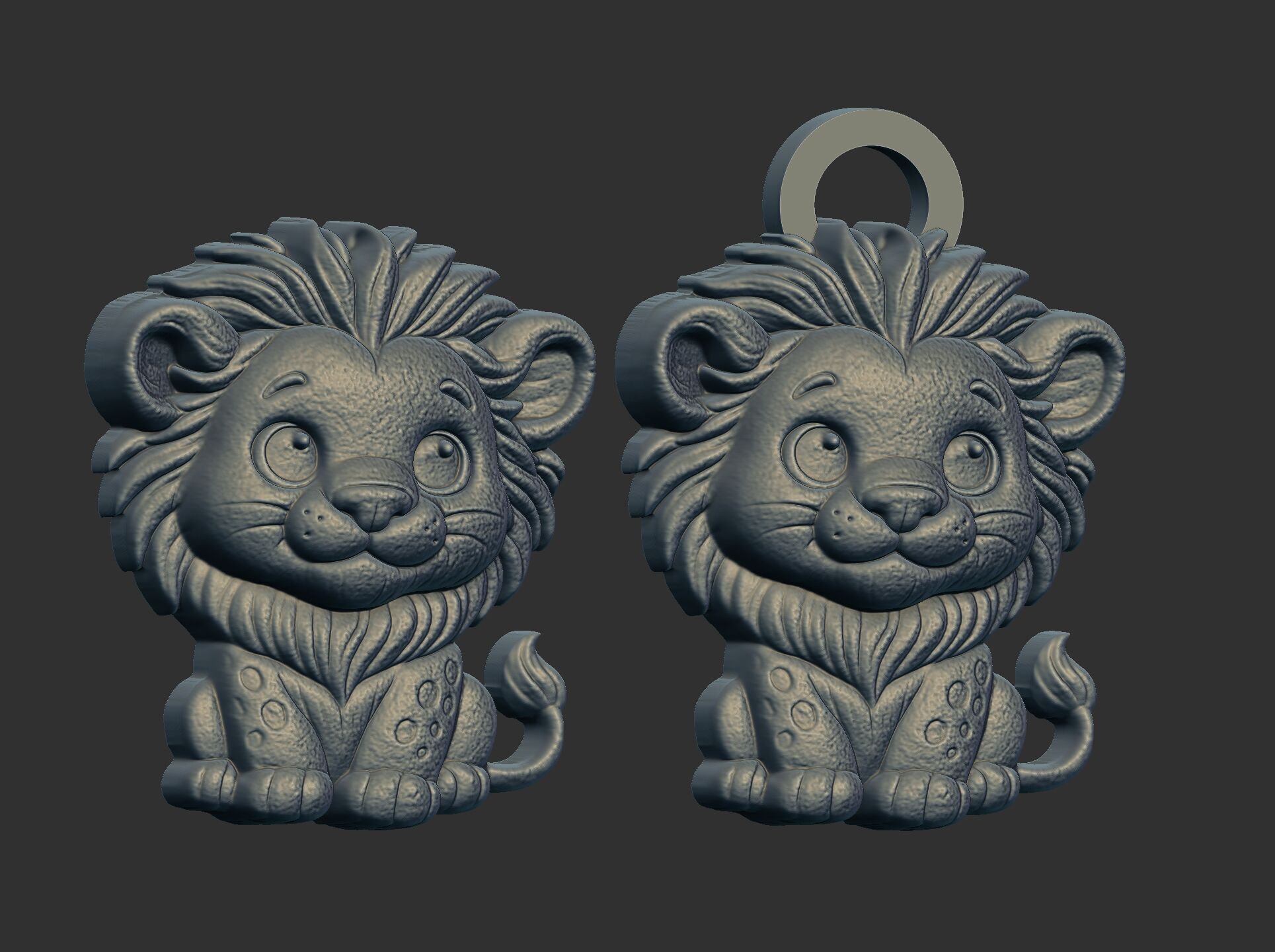 cartoon lion keychain cnc model 3D print model_2