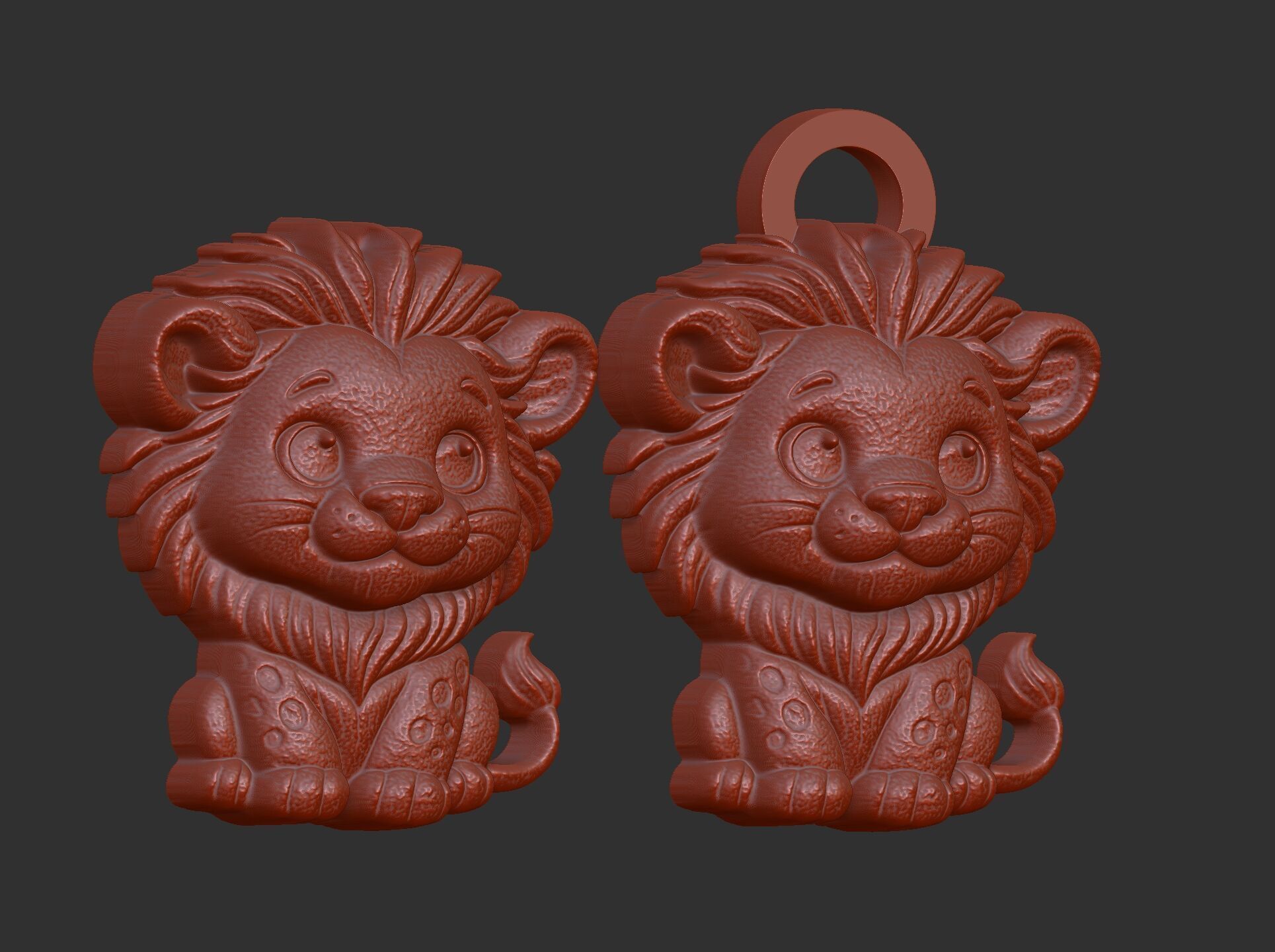 cartoon lion keychain cnc model 3D print model_5