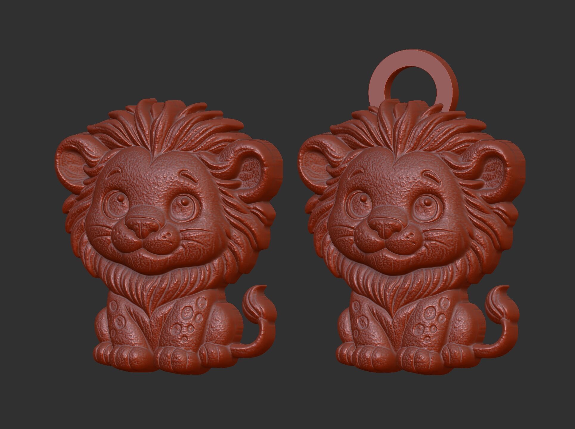 cartoon lion keychain cnc model 3D print model_6
