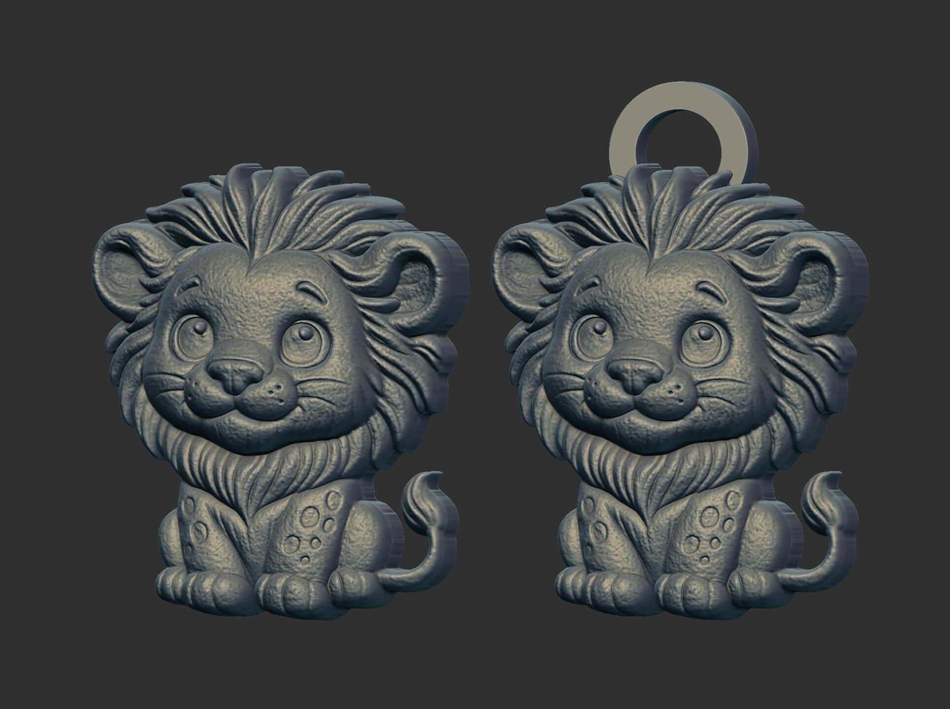 cartoon lion keychain cnc model 3D print model_1