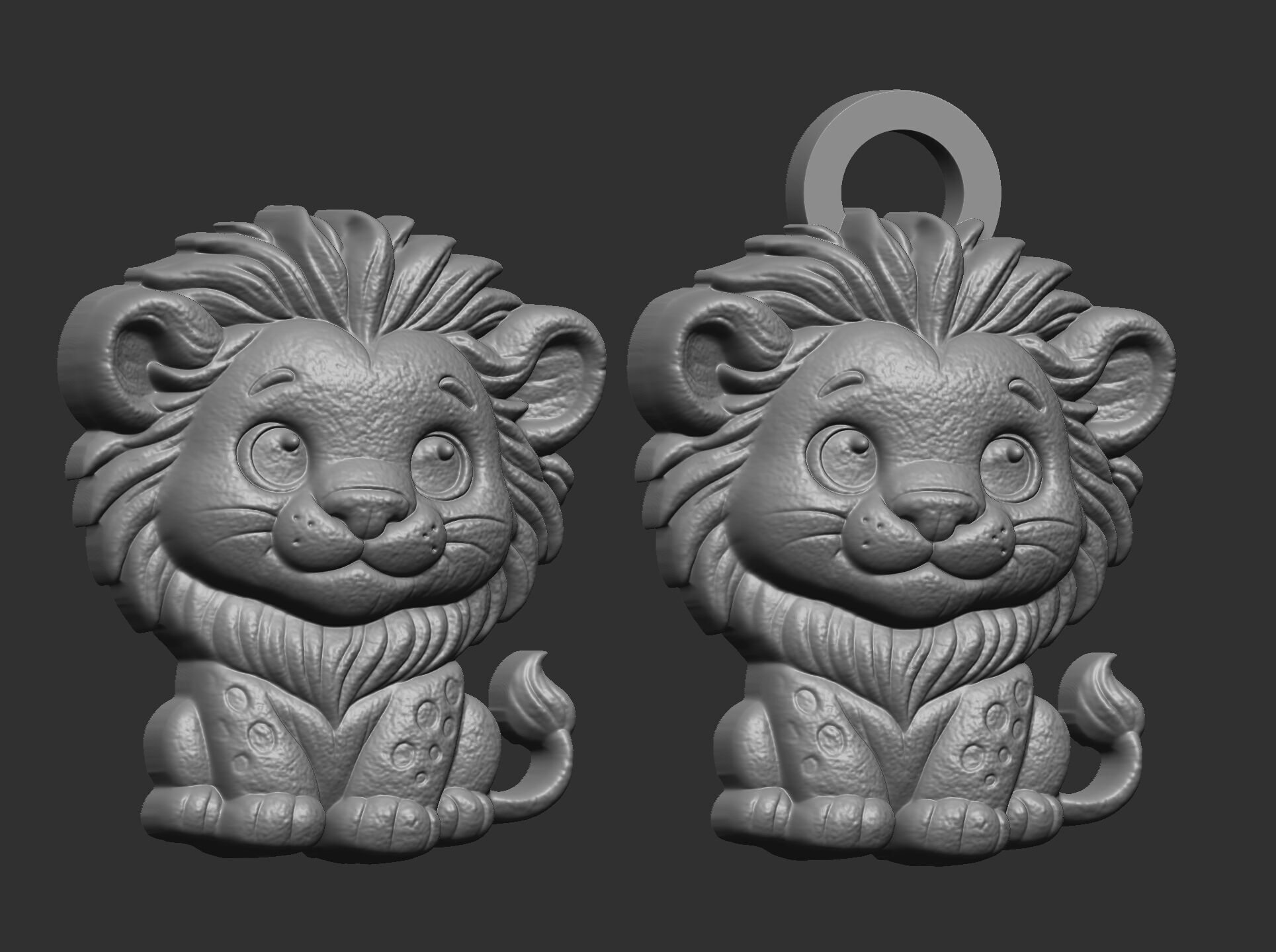 cartoon lion keychain cnc model 3D print model_7