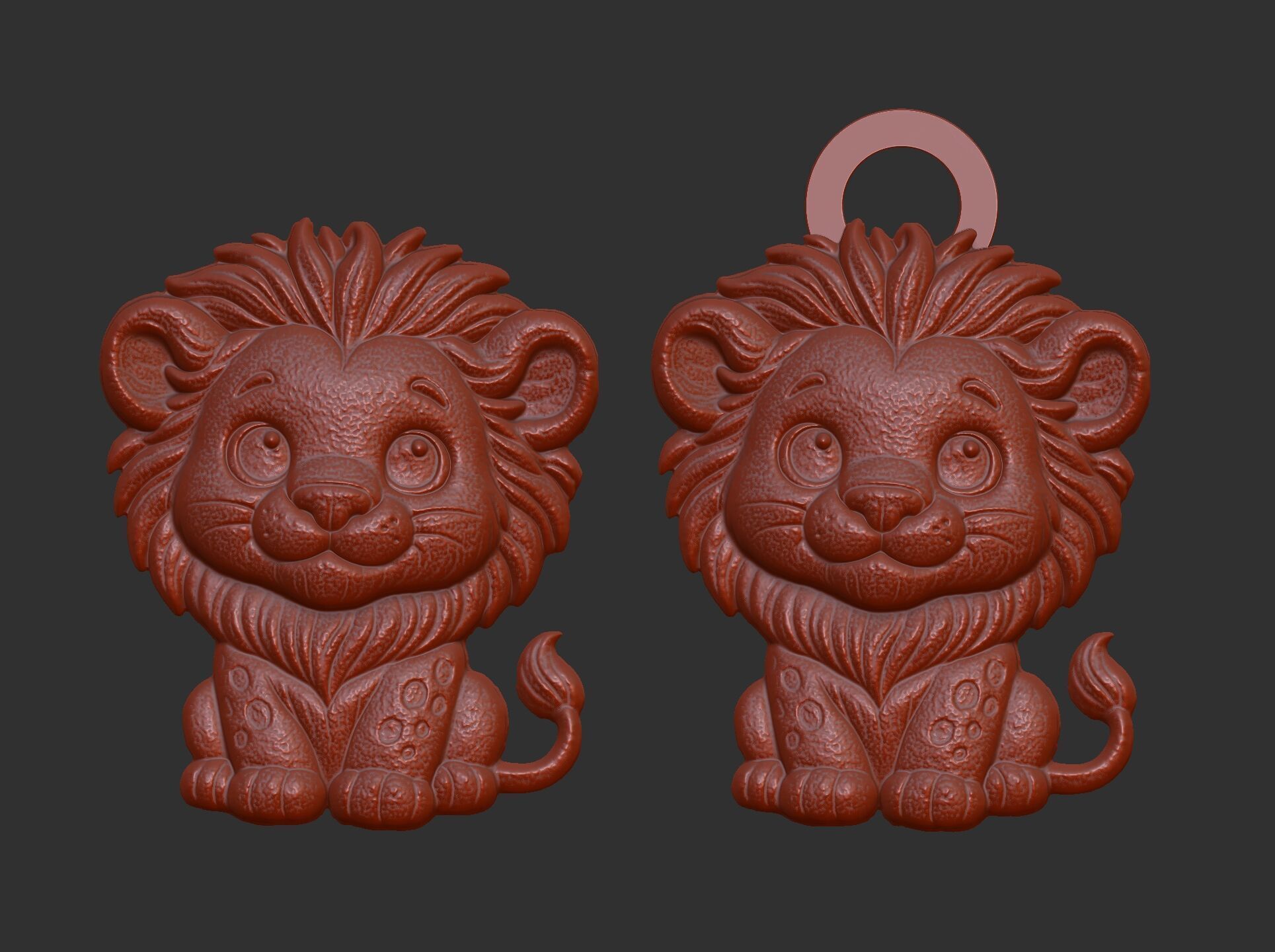 cartoon lion keychain cnc model 3D print model_8