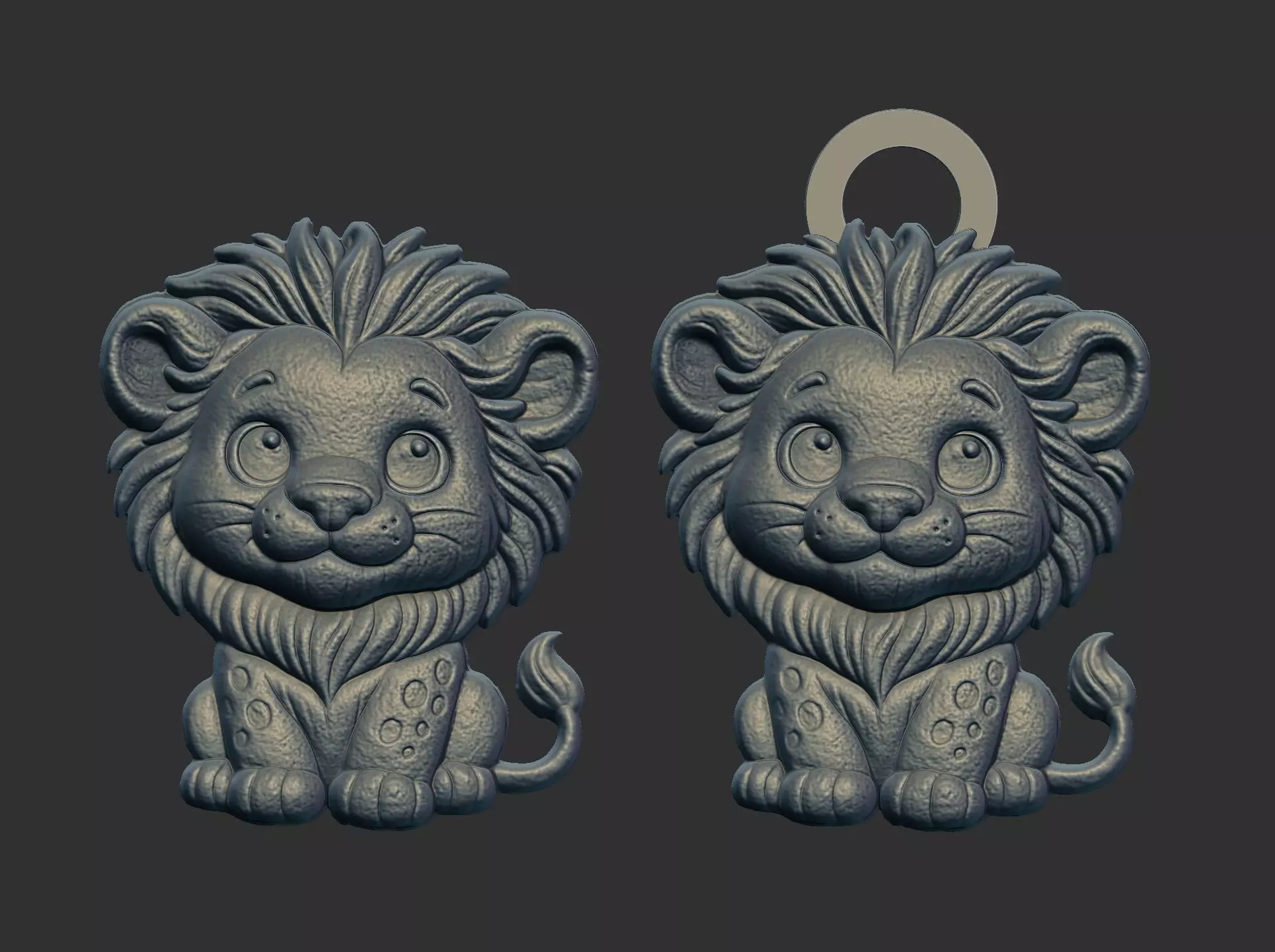 cartoon lion keychain cnc model 3D print model_0