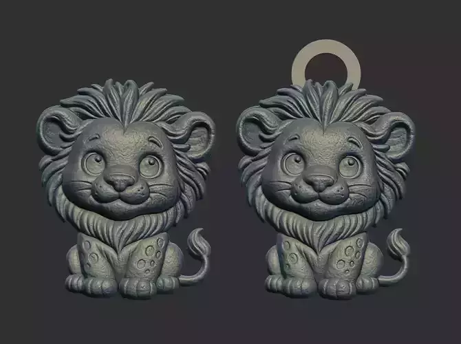 cartoon lion keychain cnc model