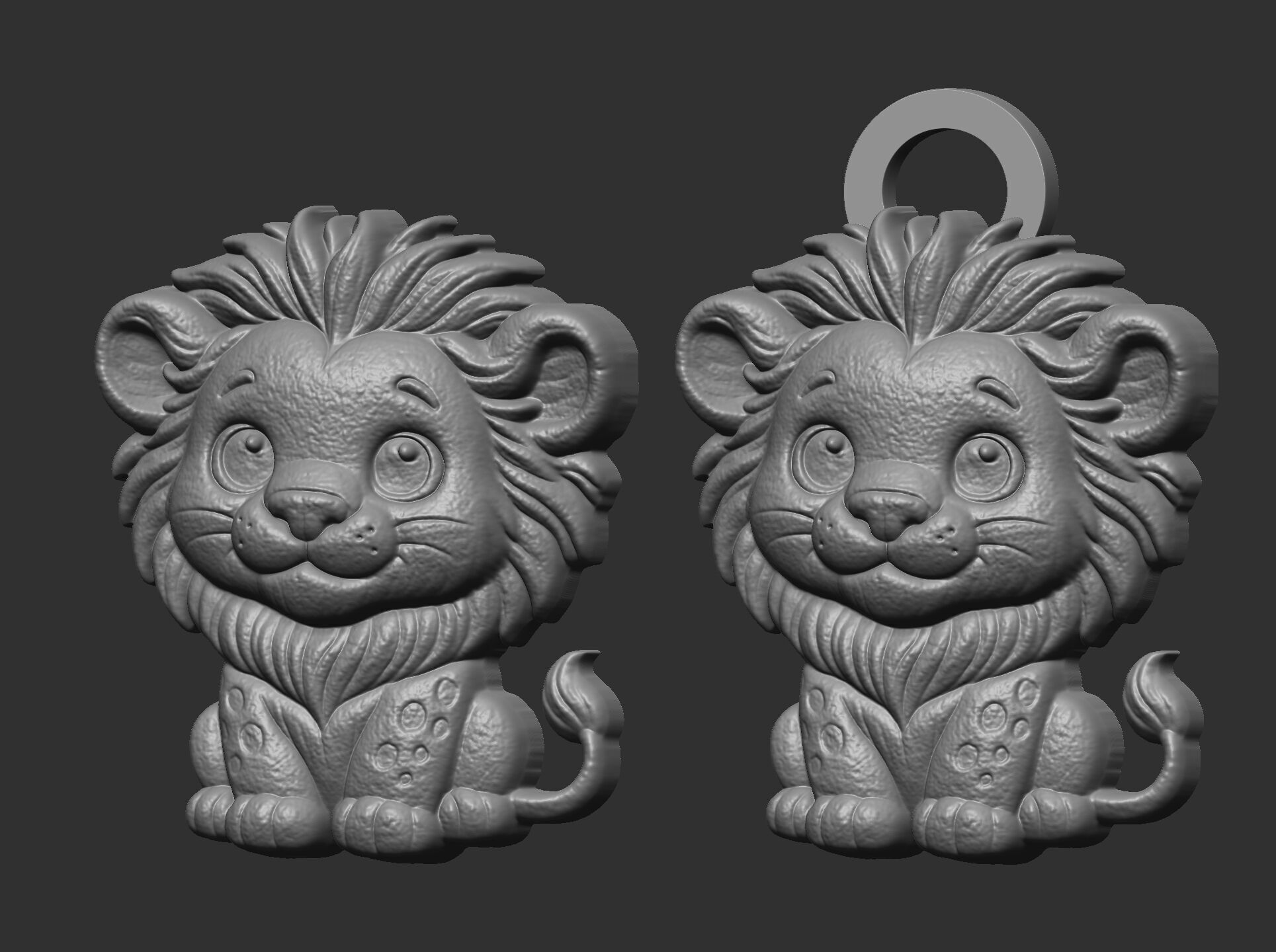 cartoon lion keychain cnc model 3D print model_3