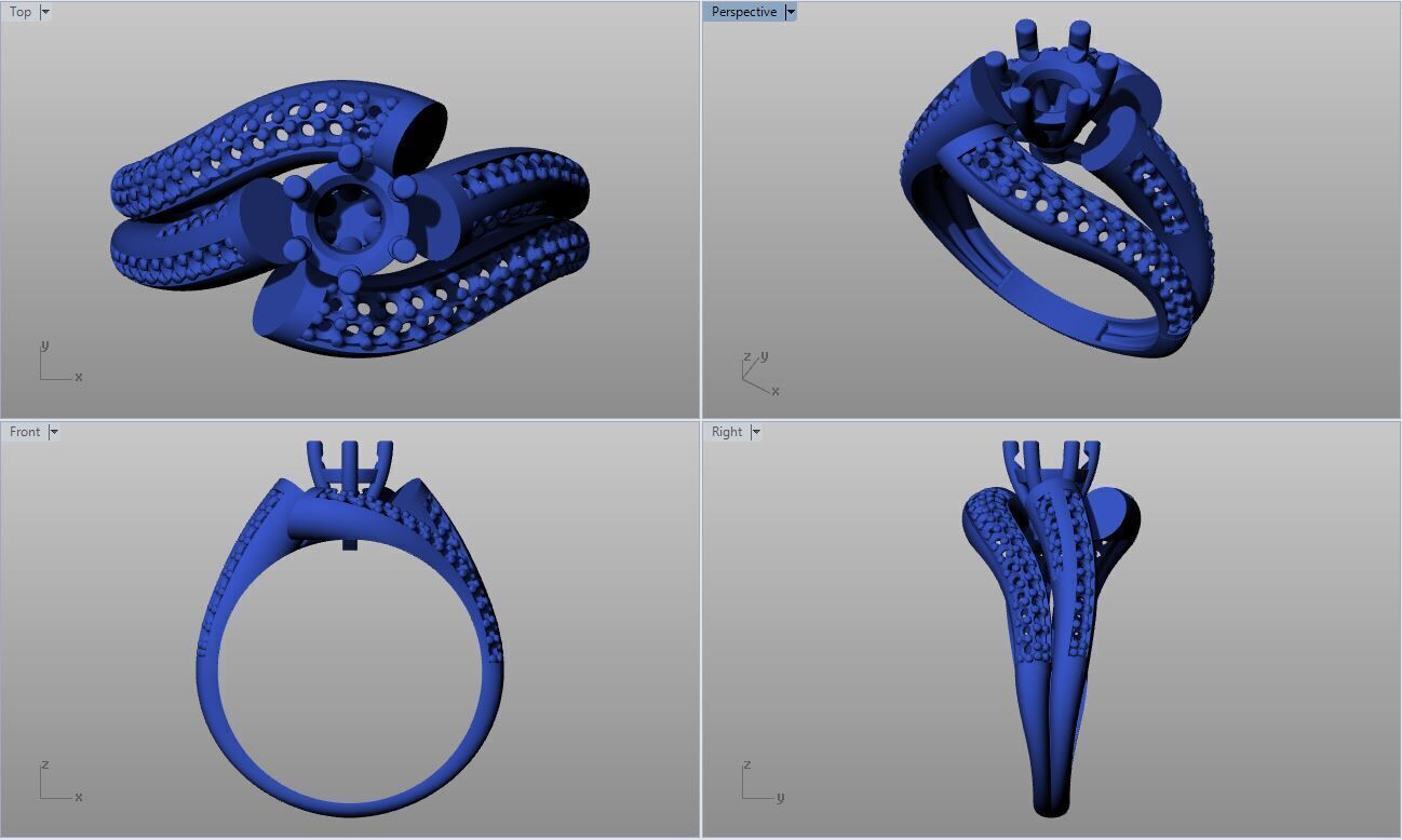 Solitaire Multi Piece Ring Collection 3D print model_11