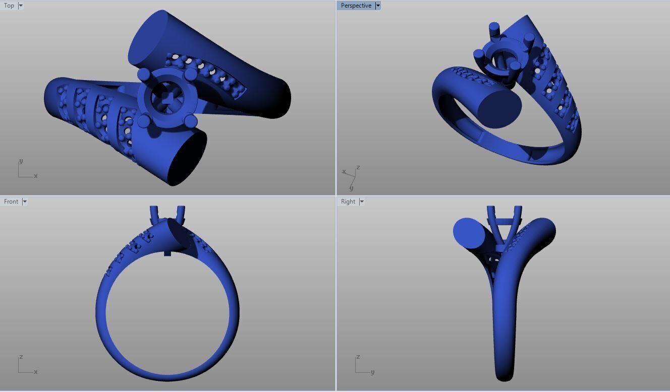 Solitaire Multi Piece Ring Collection 3D print model_4