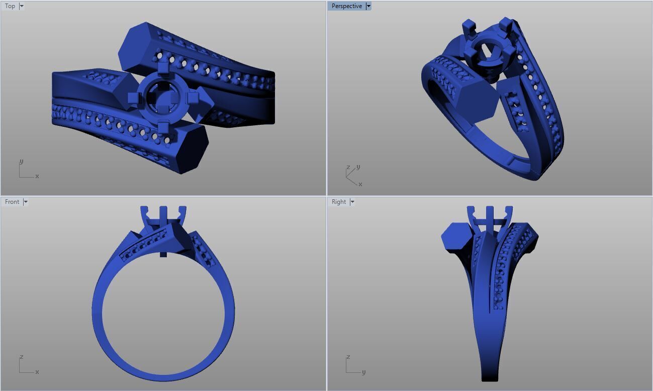 Solitaire Multi Piece Ring Collection 3D print model_12