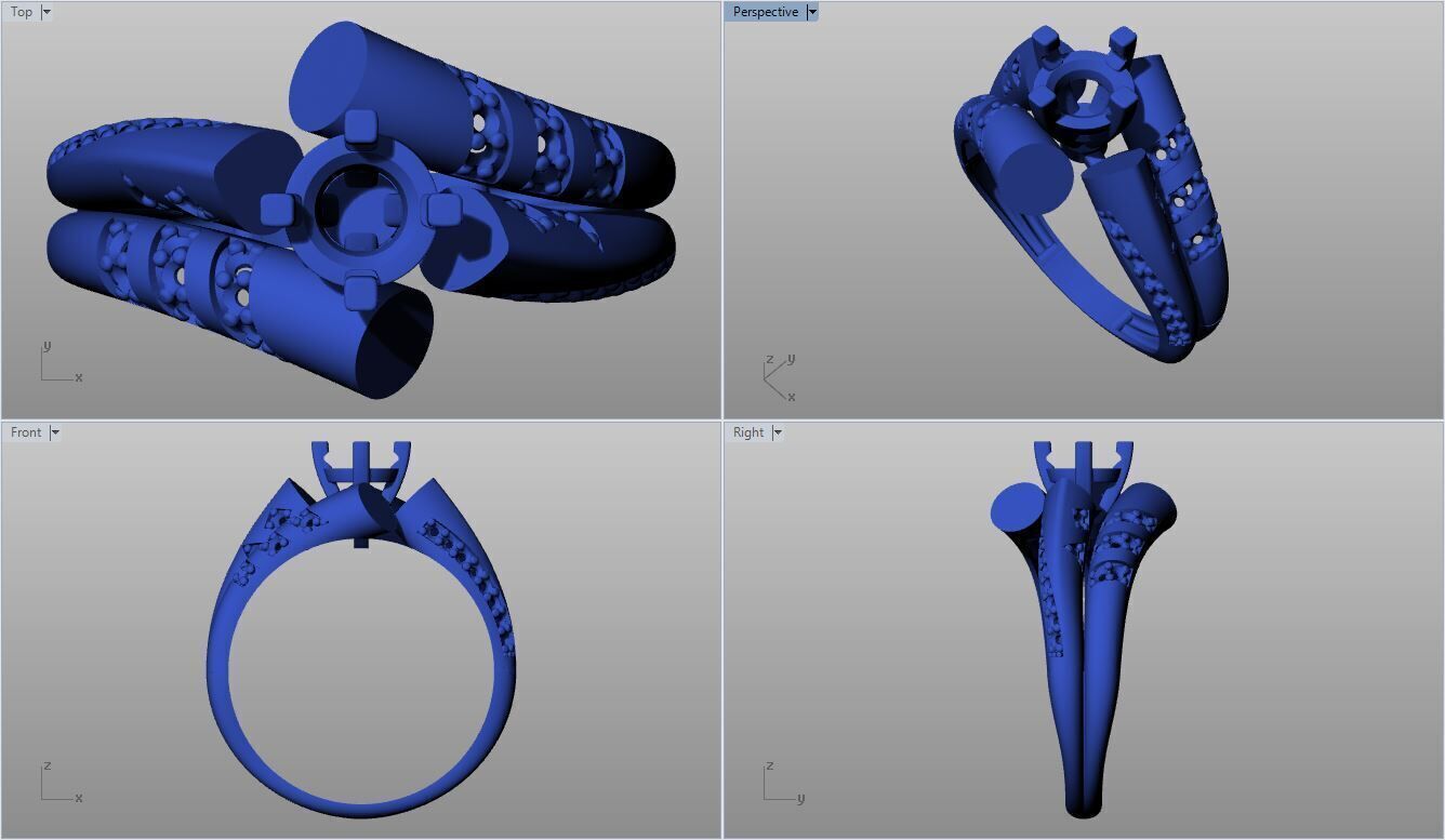 Solitaire Multi Piece Ring Collection 3D print model_7