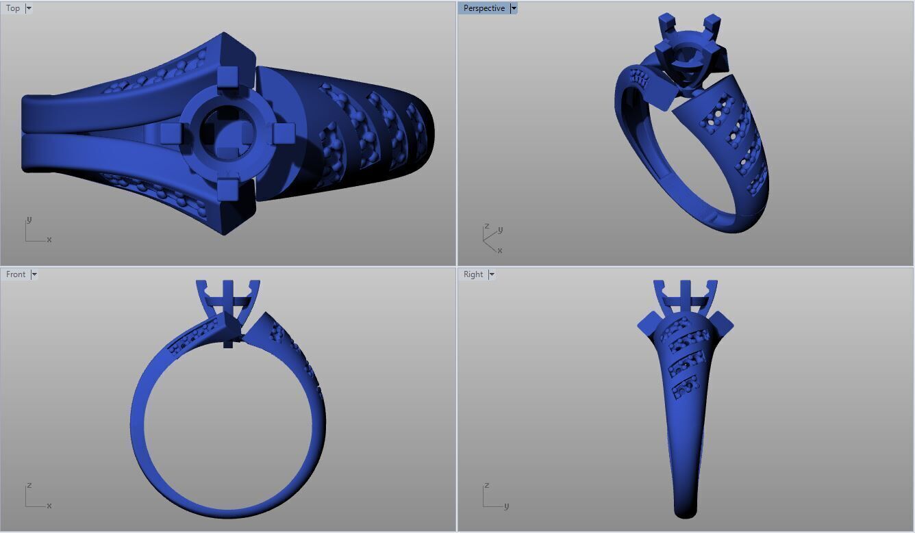 Solitaire Multi Piece Ring Collection 3D print model_5
