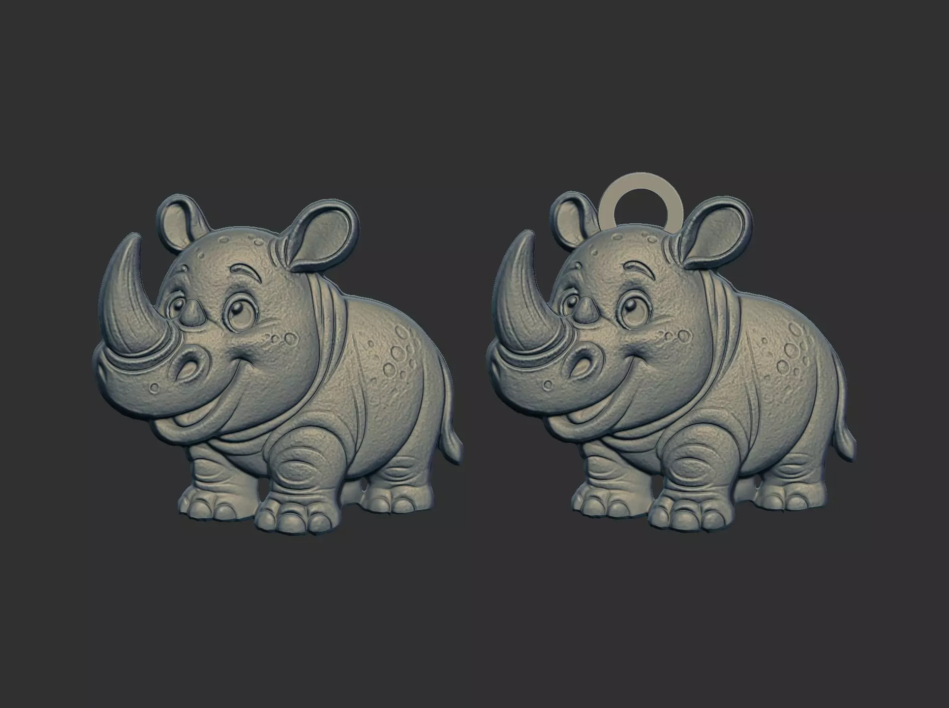 cartoon rhinocero keychain cnc model 3D print model