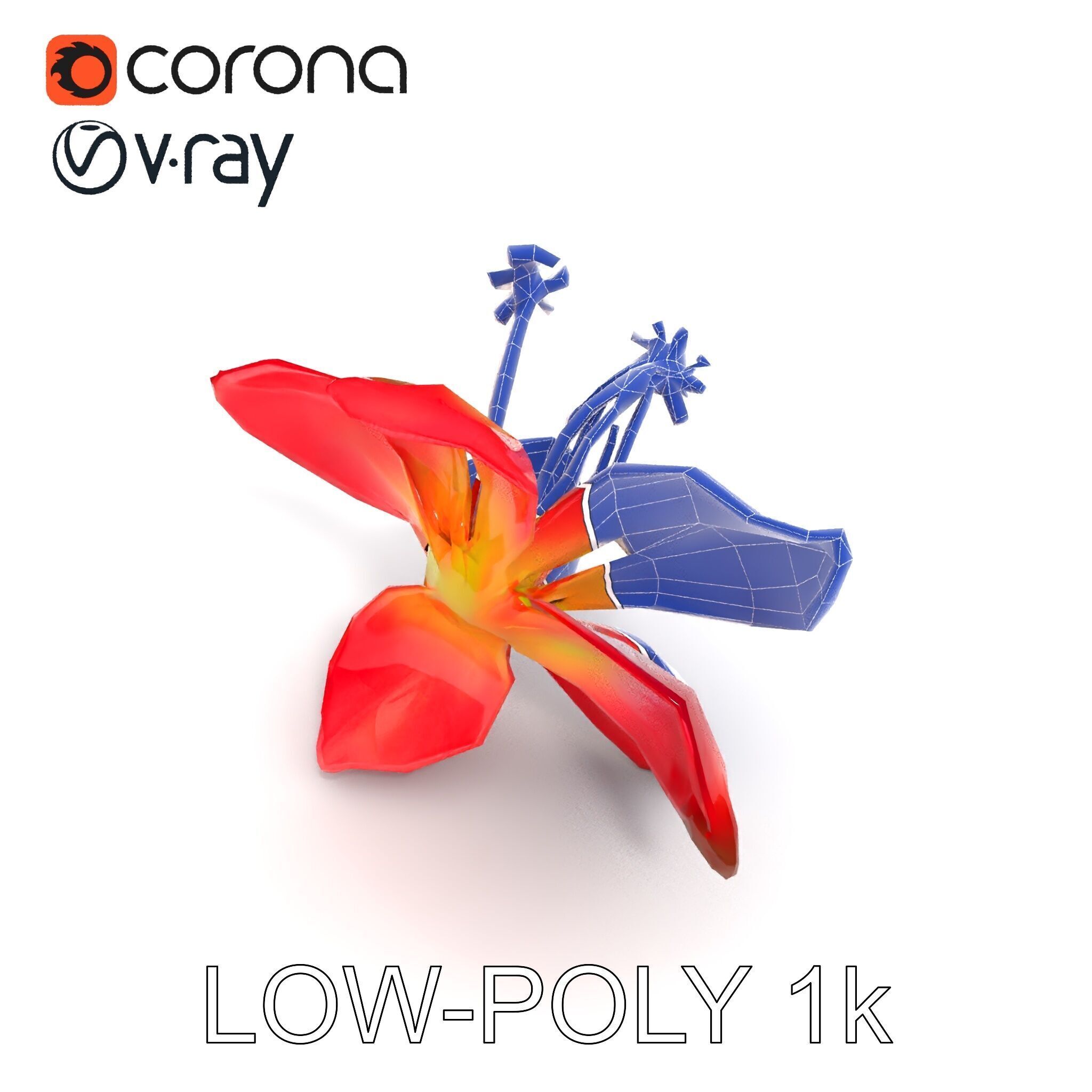 Realistic Hibiscus Flower Model Pack for Versatile Projects Low-poly 3D model_12