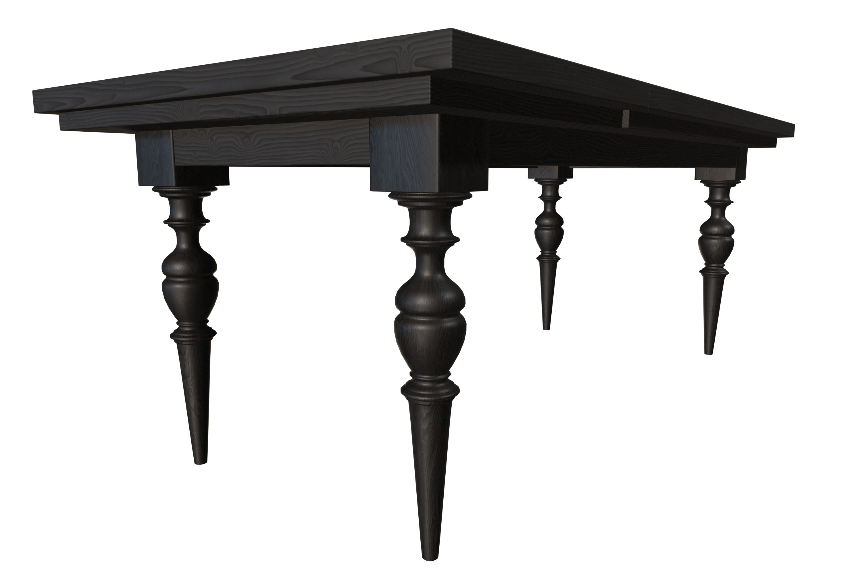 Expandable Dark Wood Dining Table 3D model_4