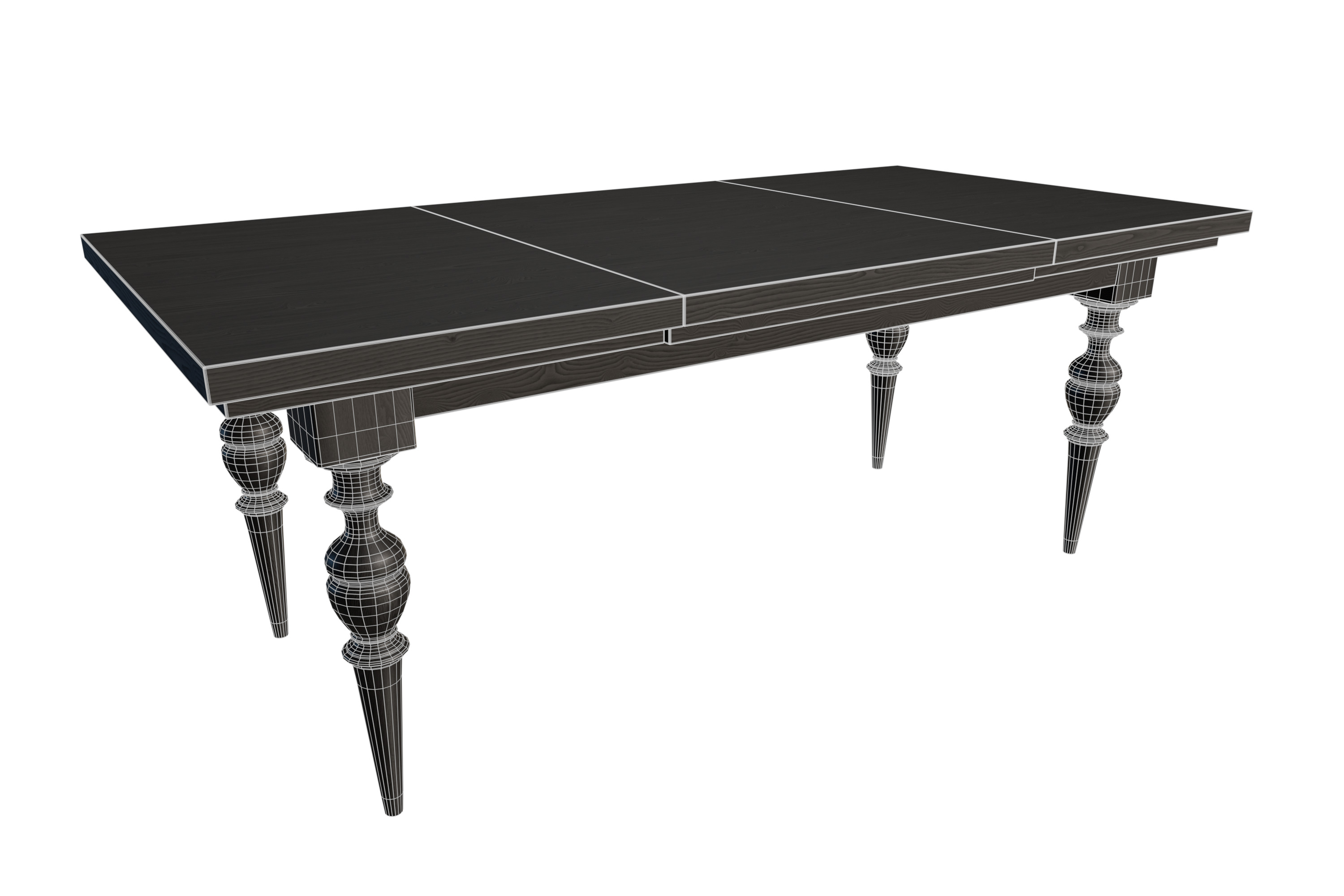 Expandable Dark Wood Dining Table 3D model_2