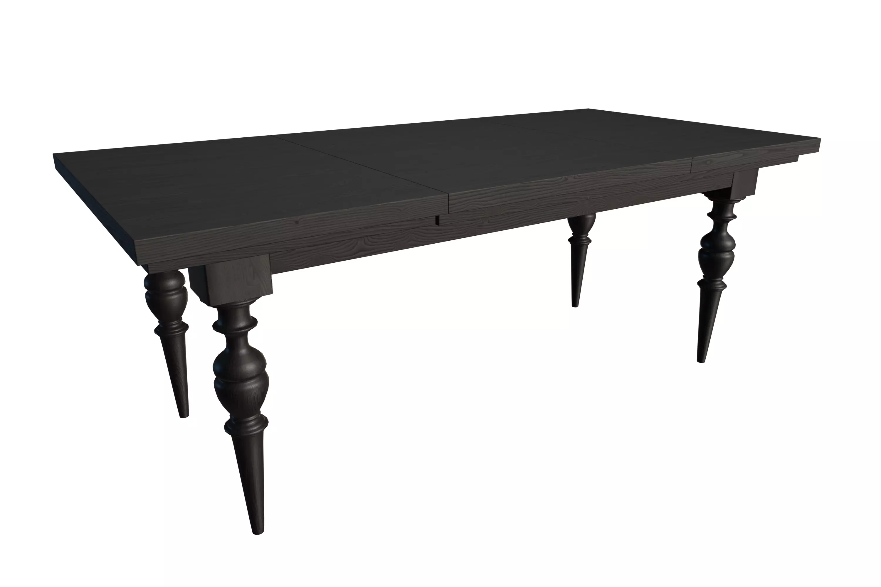 Expandable Dark Wood Dining Table 3D model_0