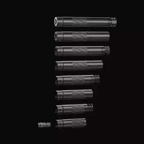 Thunder Beast - Magnus SR and Ultra SR Suppressors Pack Low-poly 3D model
