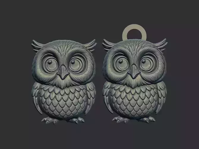 owl cartoon keychain cnc model