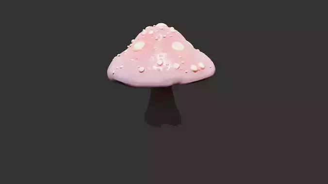 Giant Mushroom with Glowing Cap and Insects